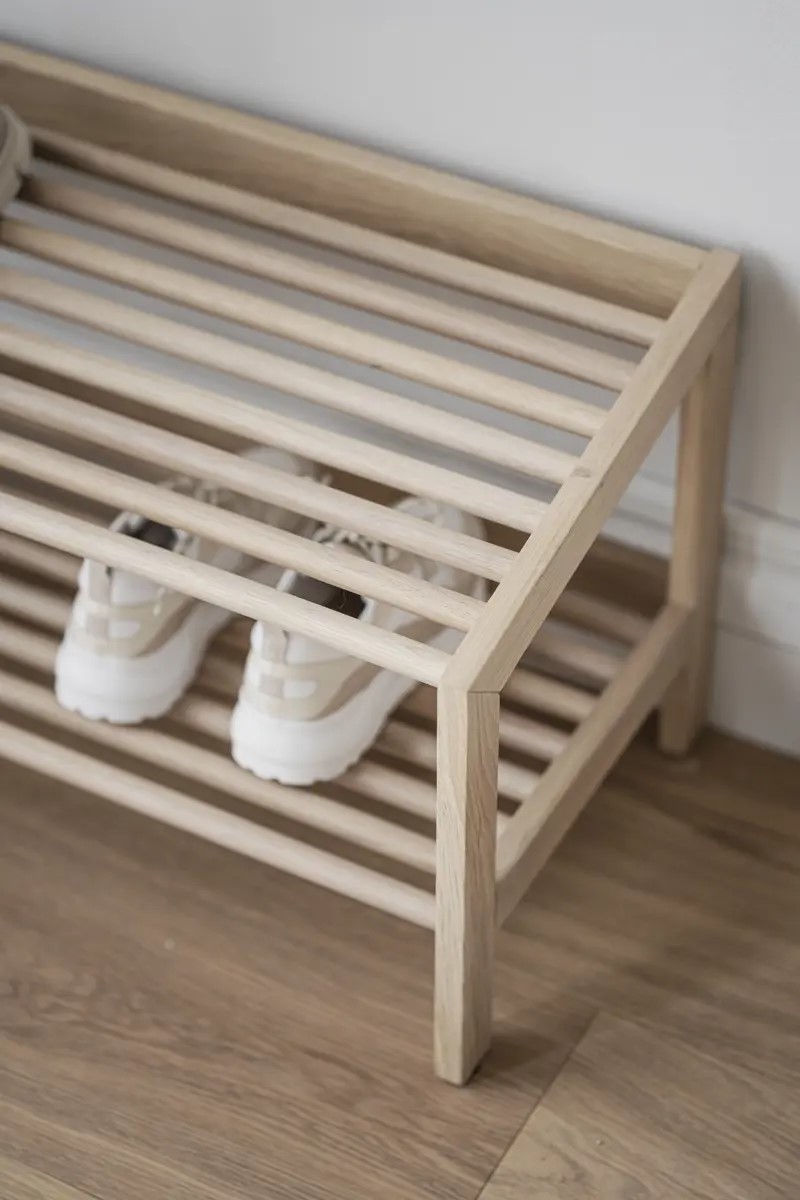 Schuhregal LIMMOND aus Holz Eiche whitewash 80 cm