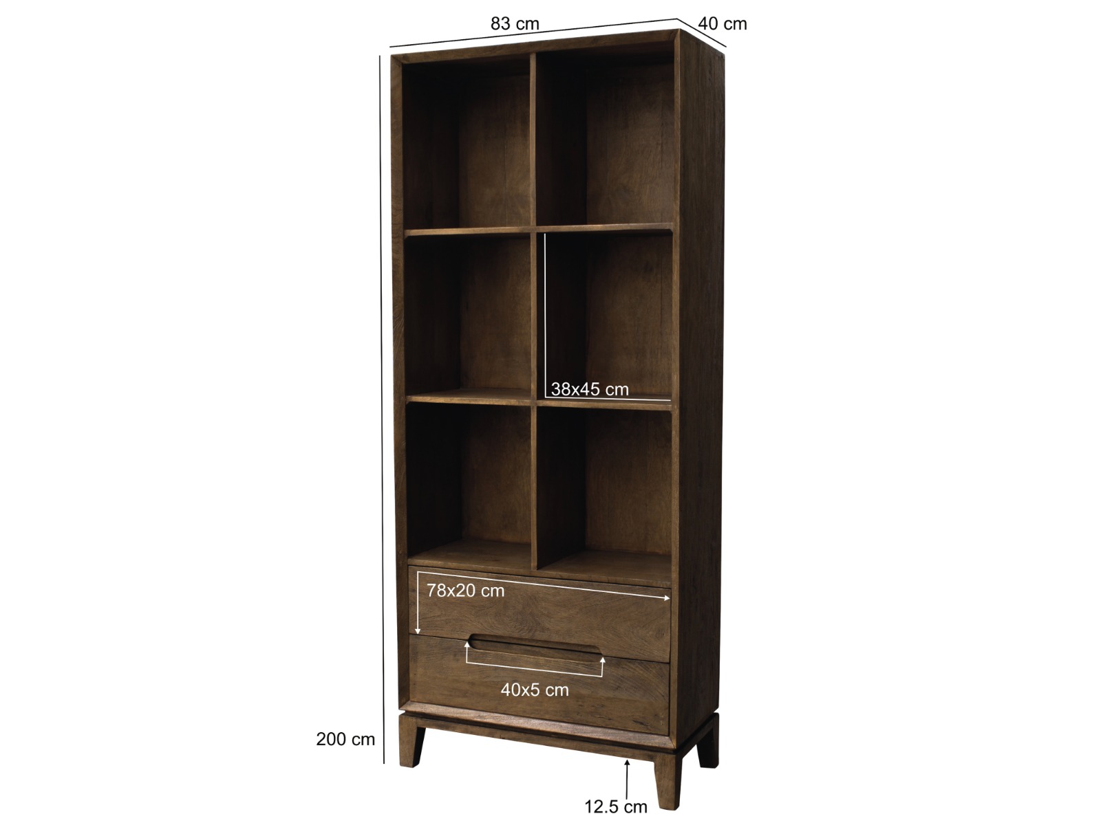Schrank Regal Bücherregal Cortez B 83 cm Mangoholz braun 
