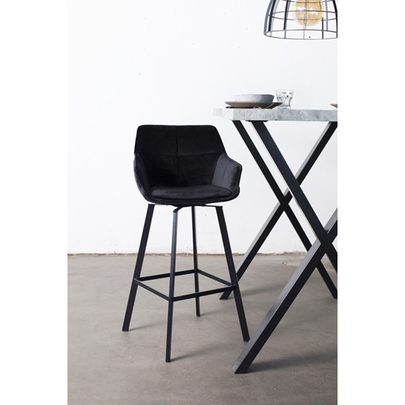 Barhocker Shannon drehbar SH 65 cm Samt schwarz
