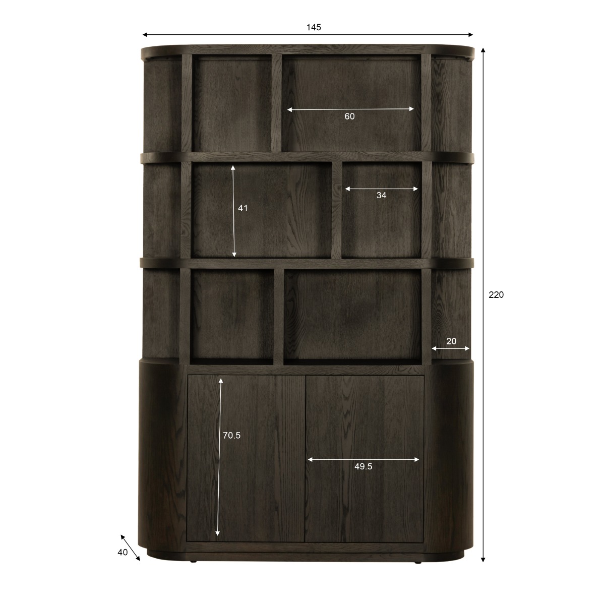 Schrank Regal Novero Espresso B 145 cm braun
