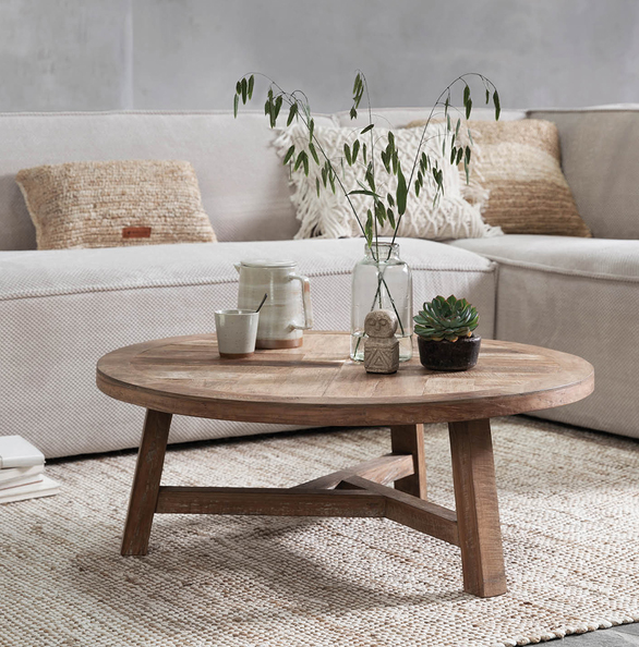 Couchtisch Monastery rund Ø 90 cm recyceltes Teakholz