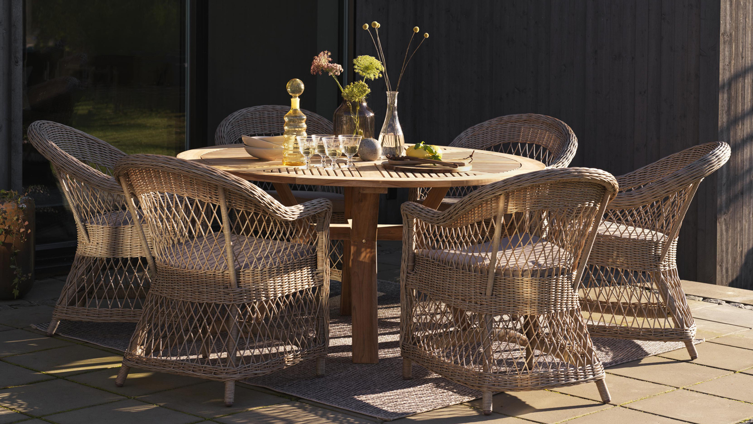 2er Set Kamomill Gartenstuhl Gartensessel Beige incl. Kissen