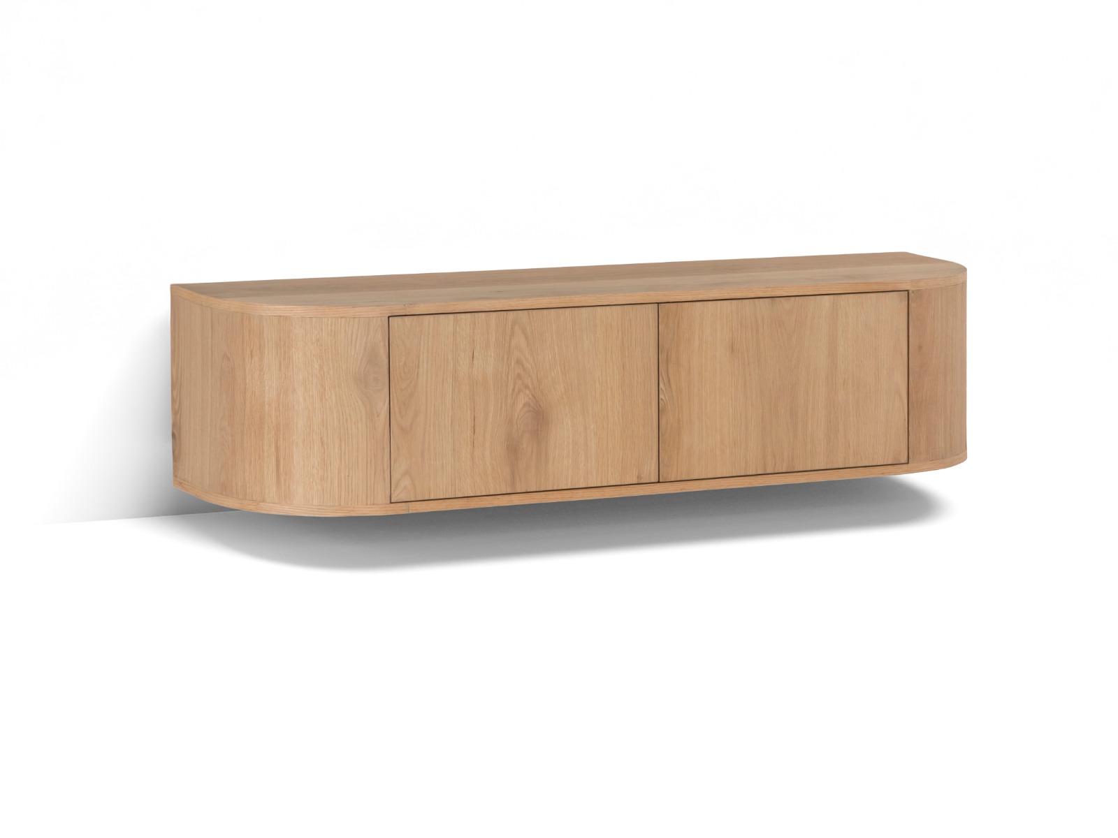 TV Möbel Lowboard Novero 140 cm schwebend Eichenholzfurnier natur Kommode