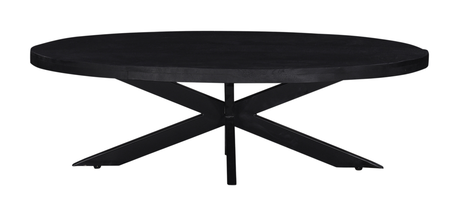 Couchtisch MADISON oval 130 x 70 cm Mangoholz schwarz