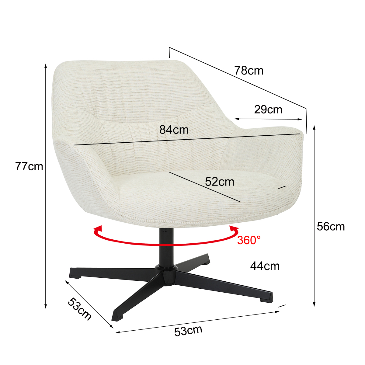 Sessel Daphne mit Armlehnen Drehsessel Stoff sandfarben Relaxsessel Fernsehsessel