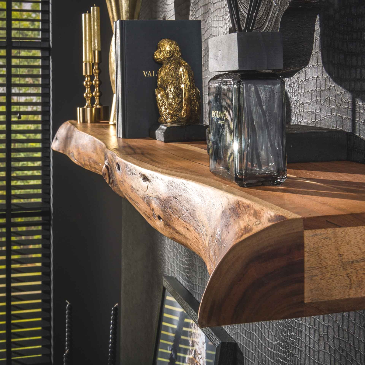 Wandregal Holzregal  Regal 150 cm Akazie mit Baumkante