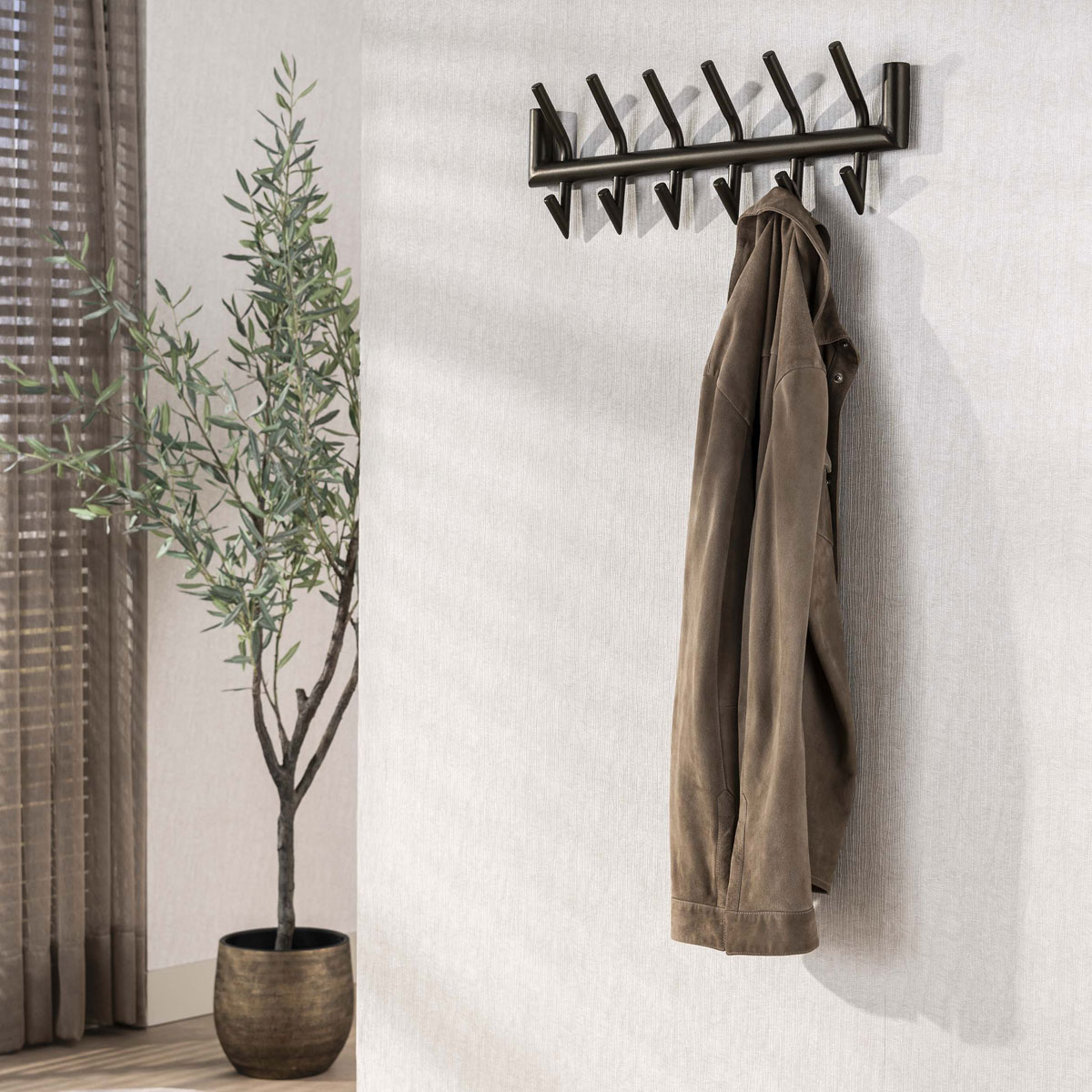 Wandgarderobe CUNO B 59 cm 2 x 6 Haken Metall braun