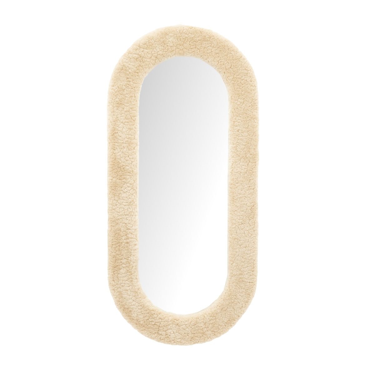 Wandspiegel Kiss oval 130 x 60 Spiegel Stoffrand beige
