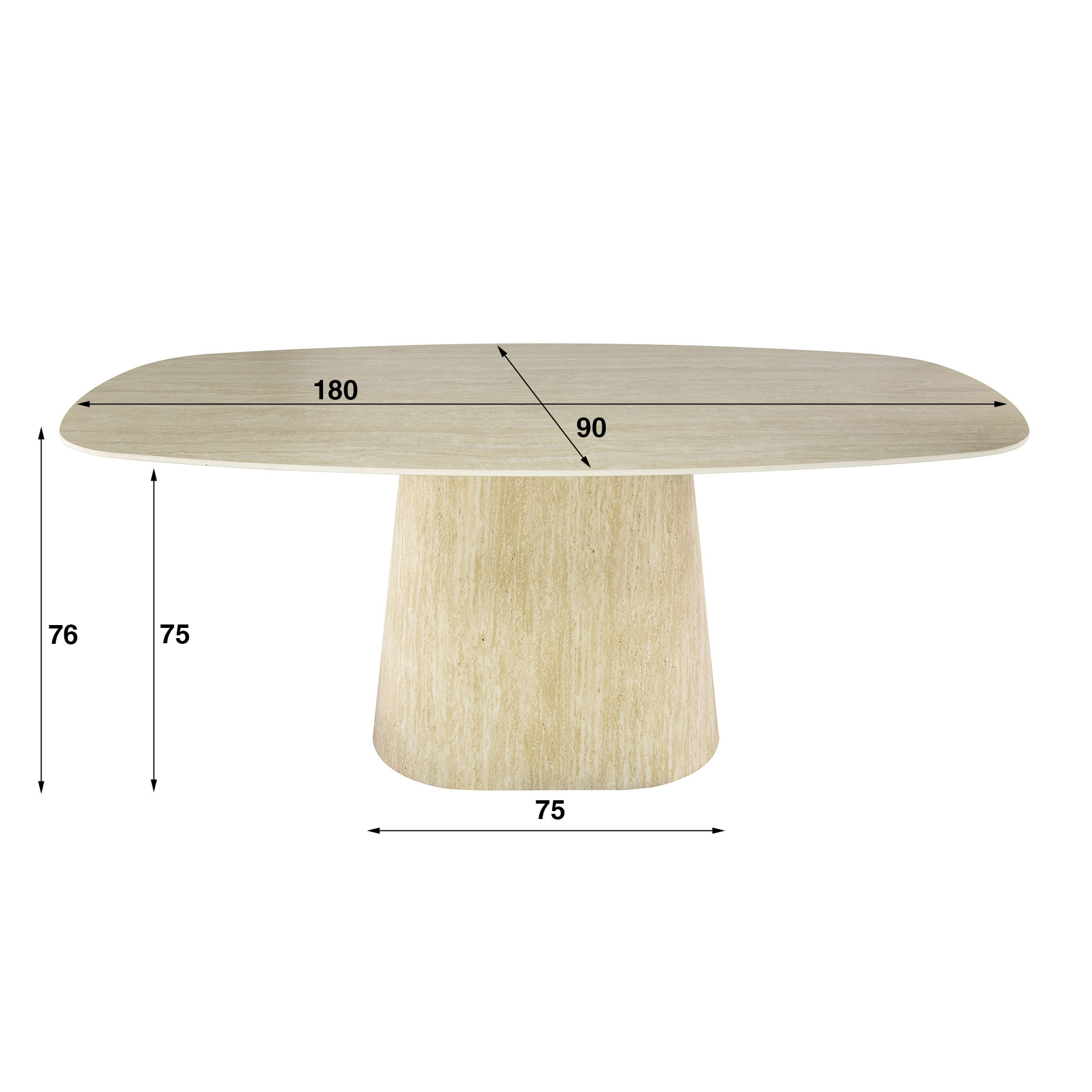 Esstisch VERONA Keramikplatte Travertinoptik oval 180 x 90 cm