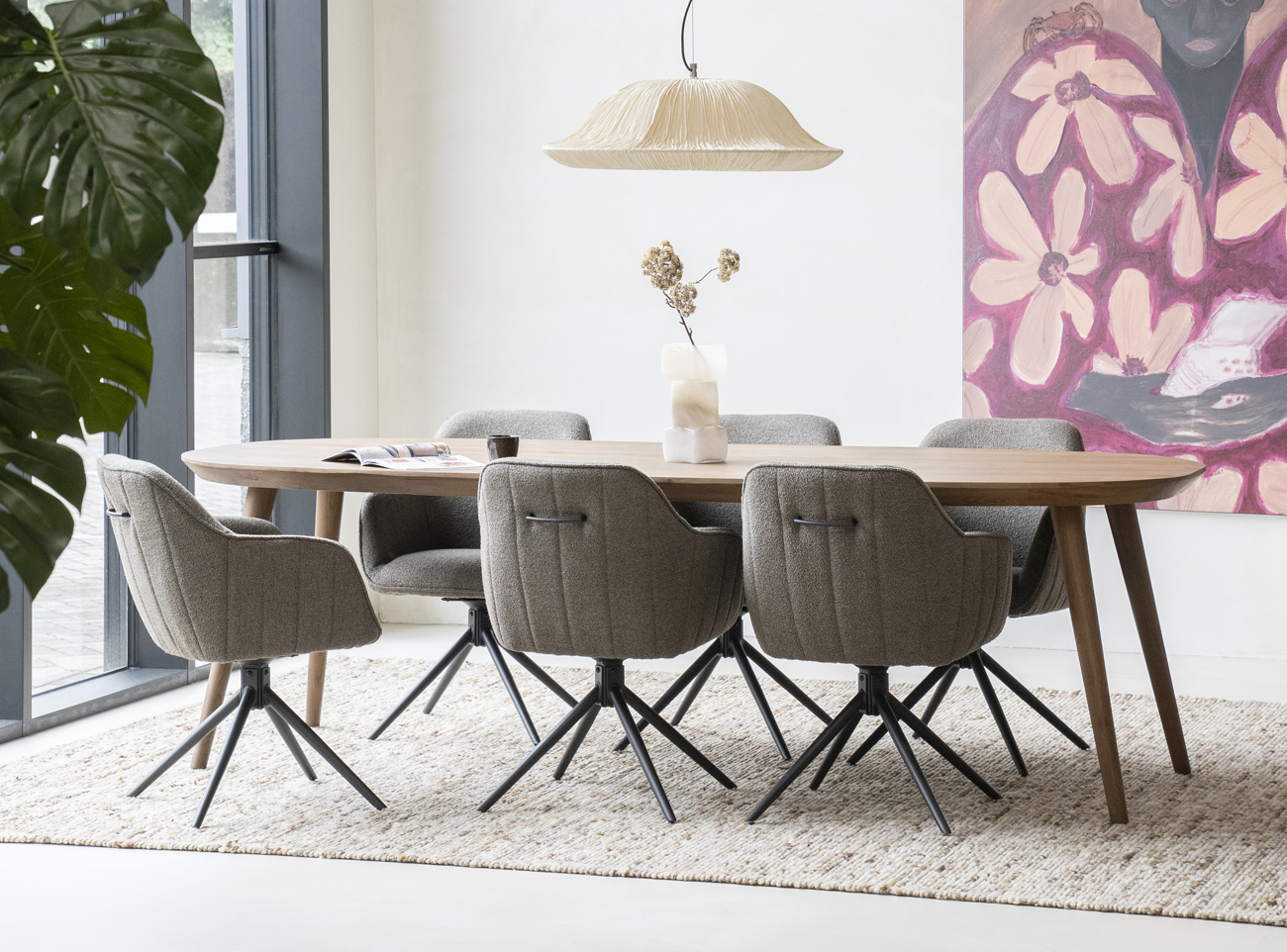 Esstisch Elijah oval 300 x 100 cm Braun Eiche dunkelbraun