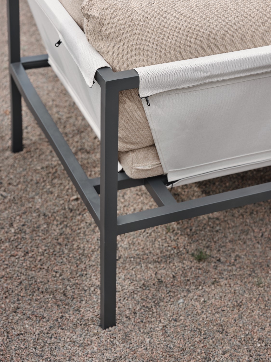 Garten Lounge Ecksofa Gartensofa anthrazit gerstenfarben