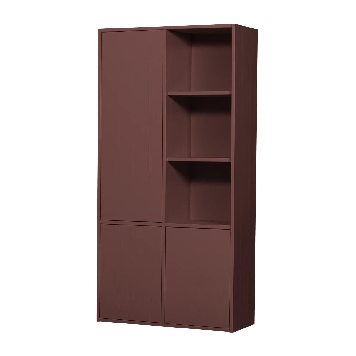 Kleiderschrank MEREL B 100 cm 3-türig Kiefernholz burgunderrot 