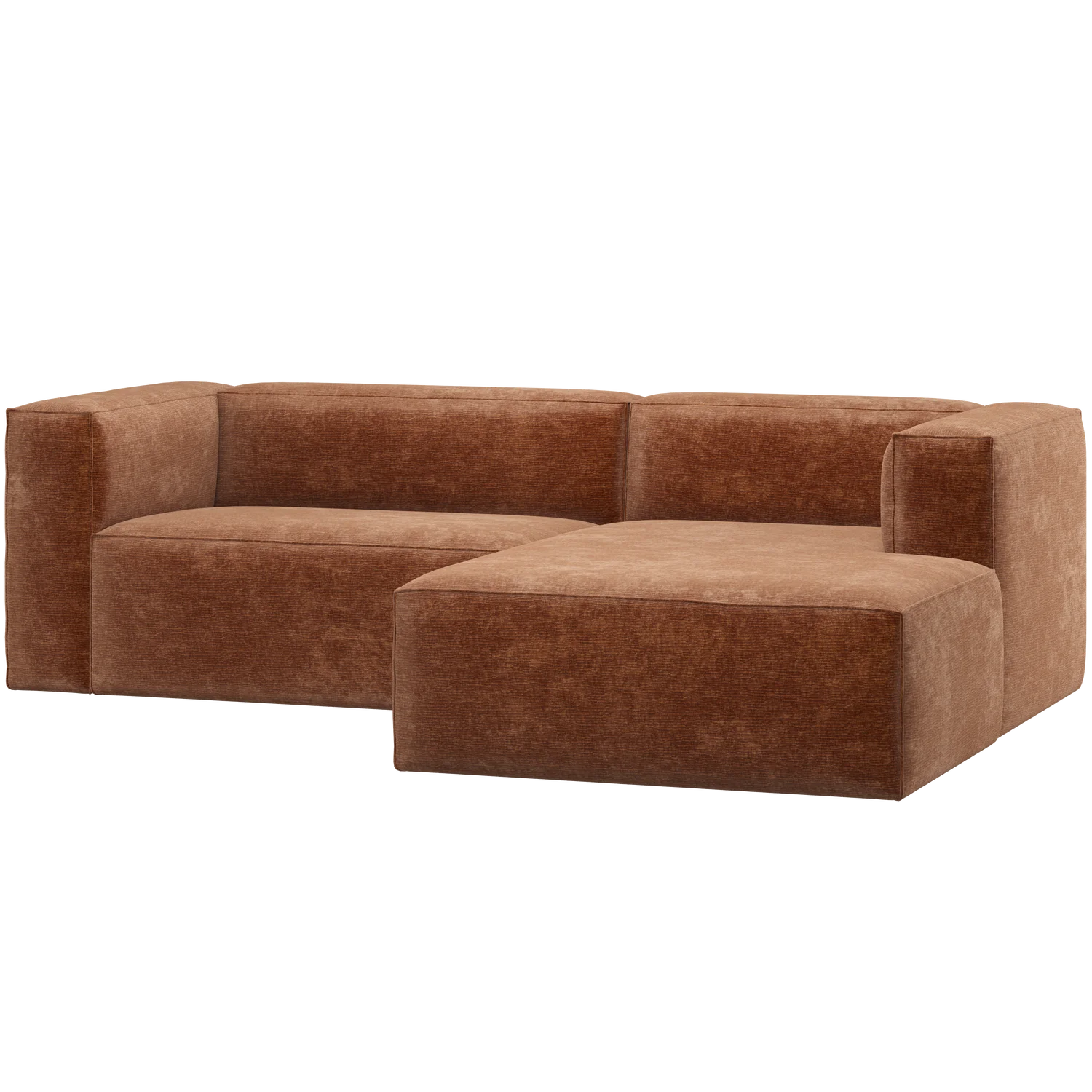 Ecksofa BEAN Chenille-Samt terra Longchair rechts