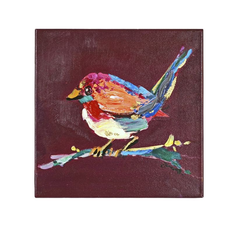 Bild 30 x 30 cm Zwitscherklang Vogel Bird Acryl Leinwand lila 