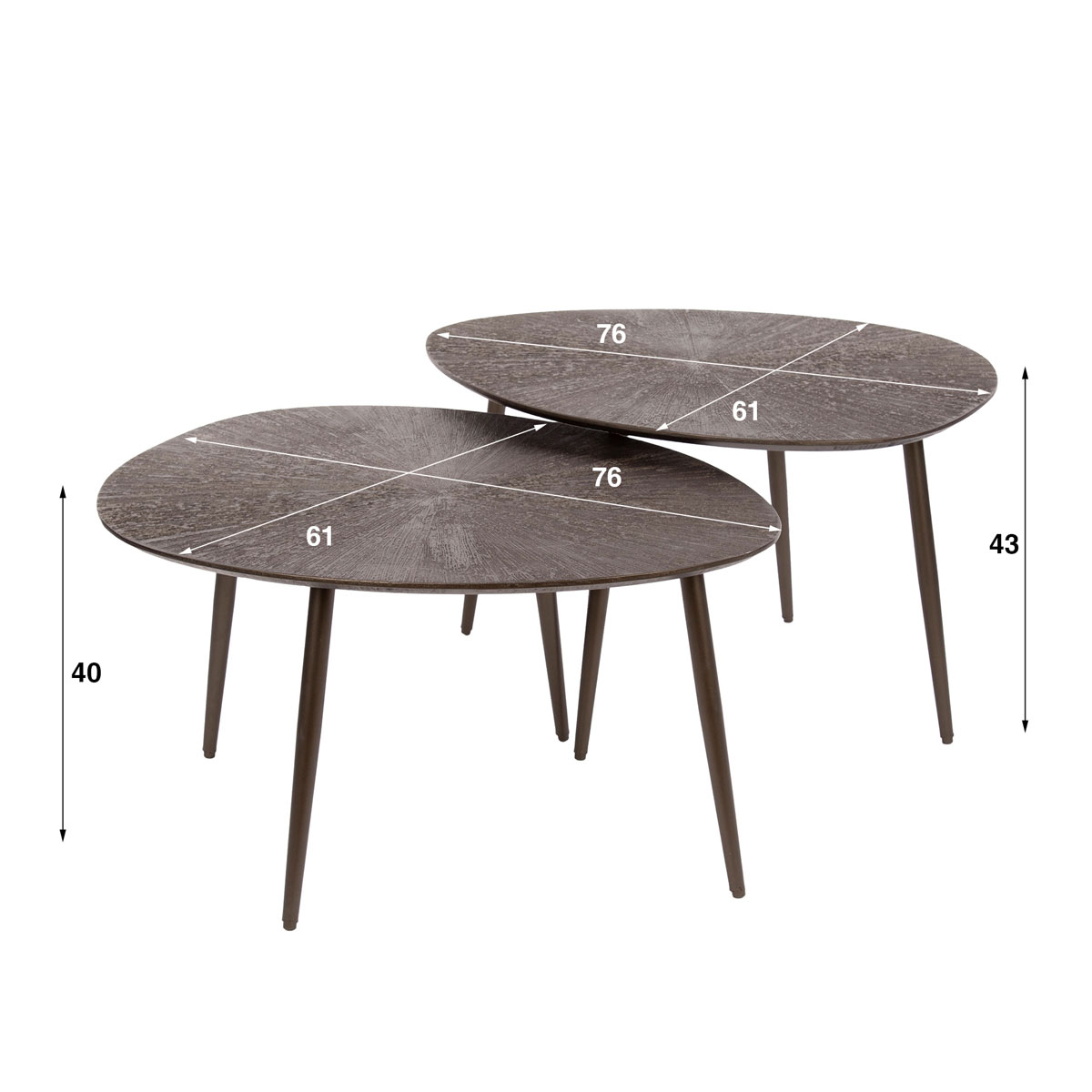 2er Set Couchtisch Barn organisch Metall bronze dunkelbraun