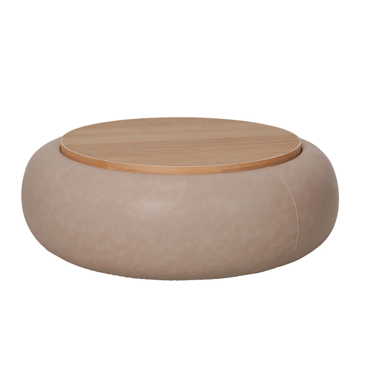 Couchtisch MOVANI Taupe Natur Rund mit Stauraum Ø 102 cm 