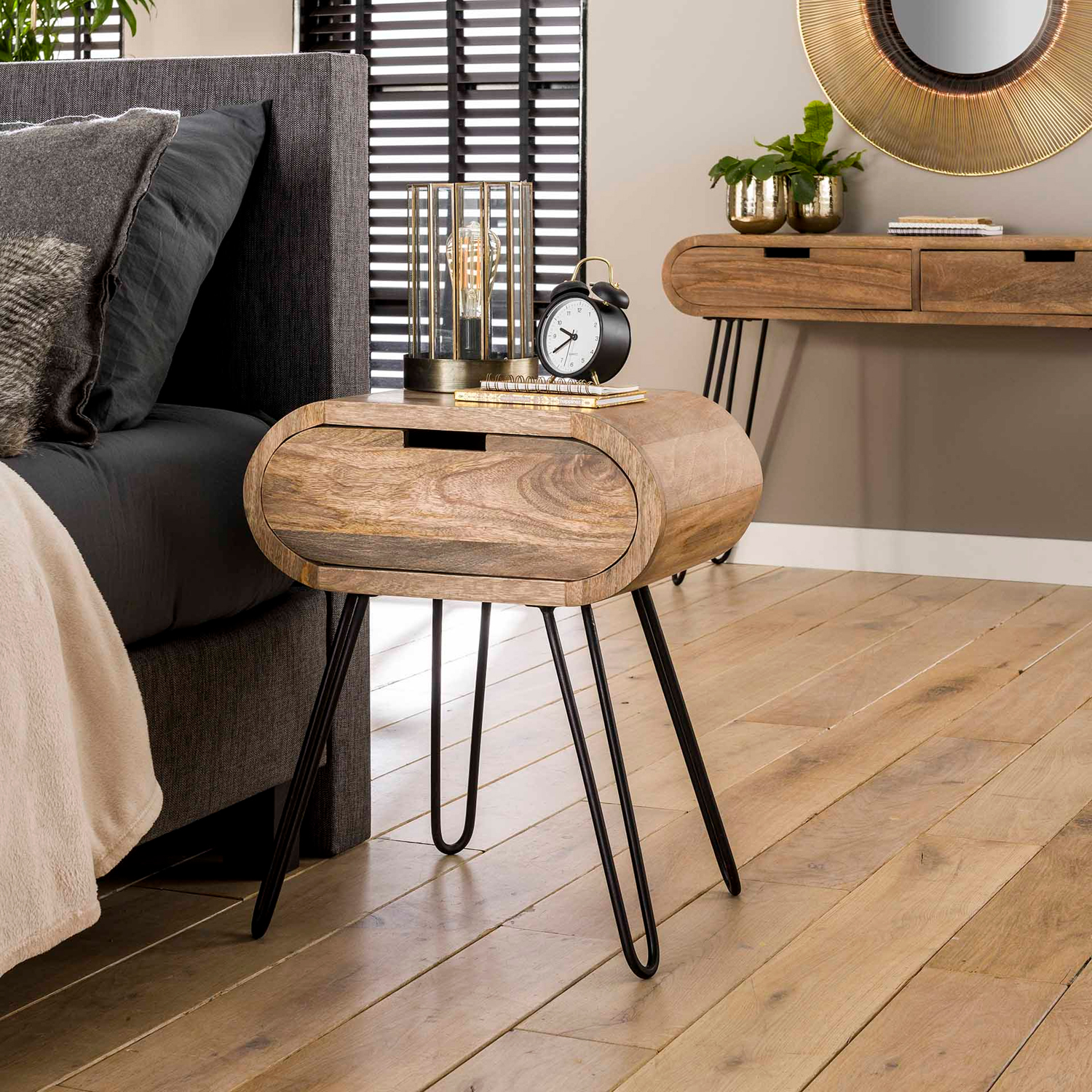Nachttisch BALOU H 60 cm 1 Schublade Mango Holz