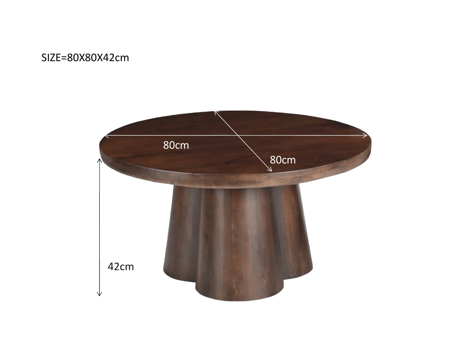 Couchtisch Clubs rund Ø 80 cm Hartholz braun