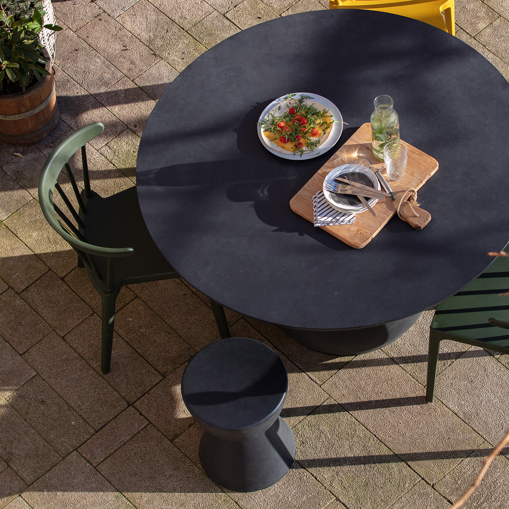 woood Garten Hocker Dover Ø 35 cm rund Tonfaser anthrazit