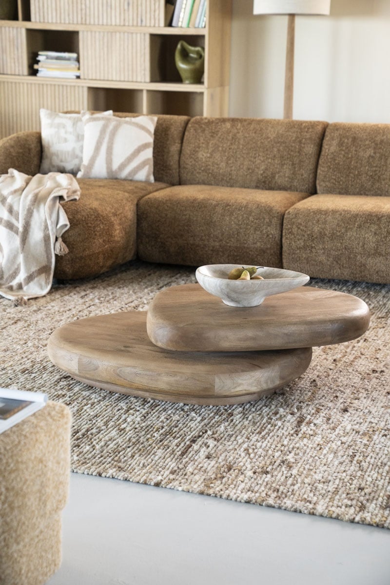 Couchtisch Kabo 100 x 80 cm drehbar Mango Massivholz hellbraun