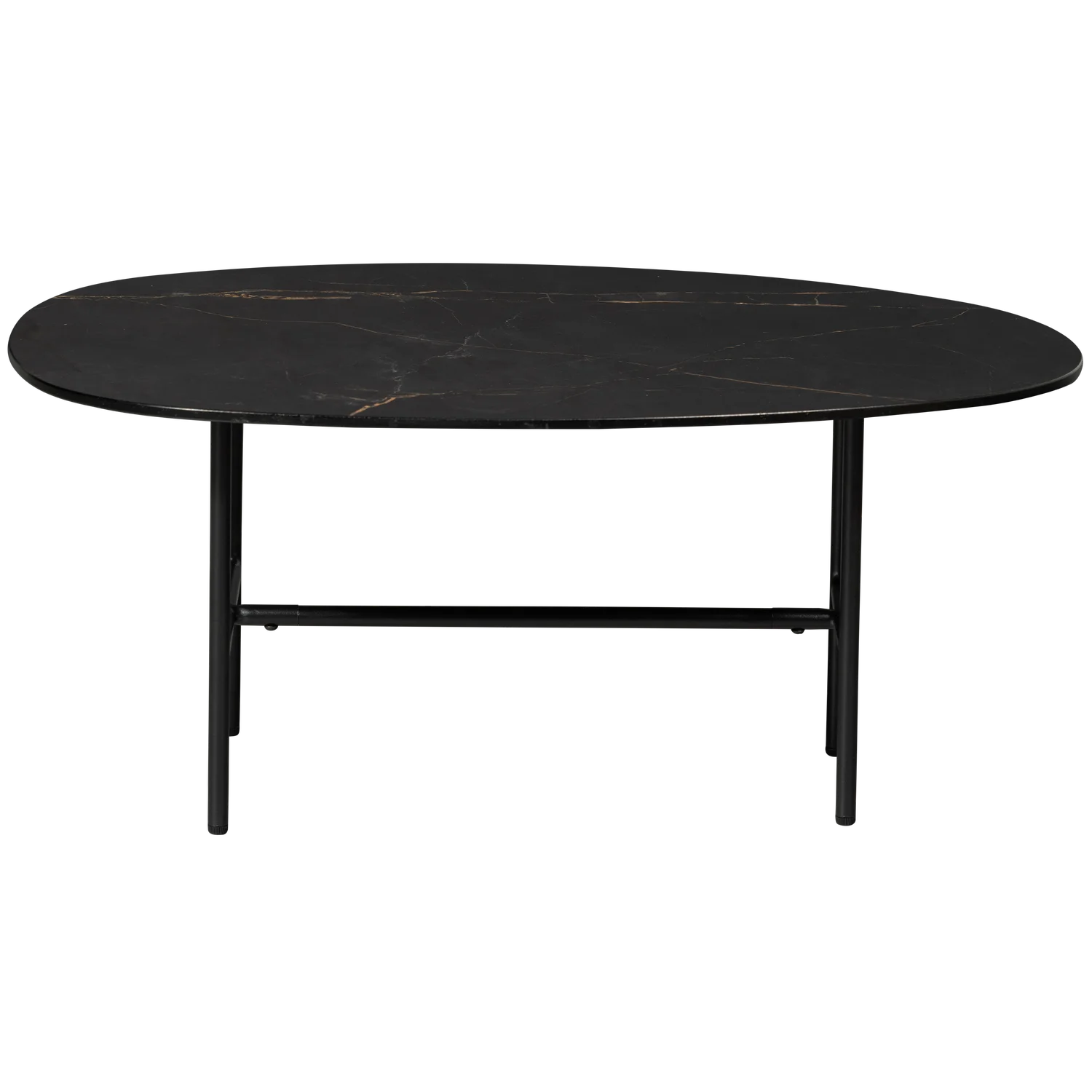 Couchtisch VAJEN 80 x 60 cm Porzellan Metall schwarz