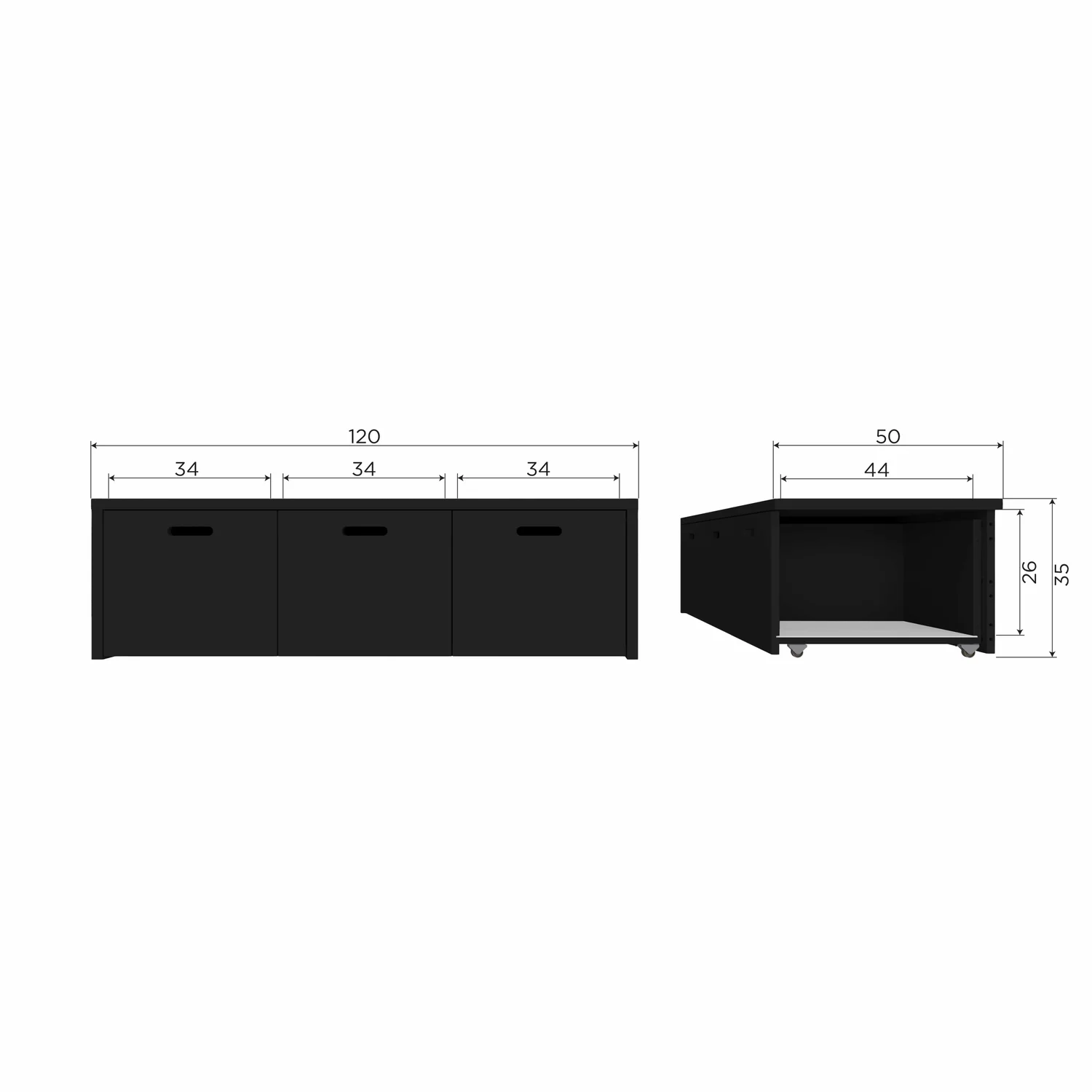 Sitzbank SILKE B 120 cm Bank Kiefernholz tiefschwarz