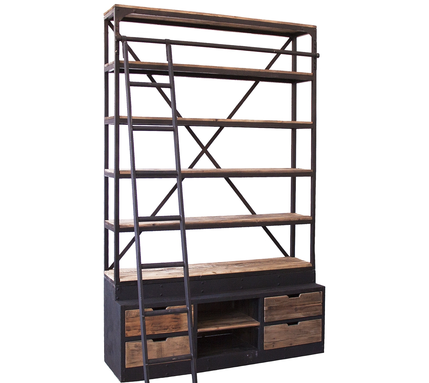 LOFT Regal Bücherregal Ivalo mit Leiter Höhe 245 cm