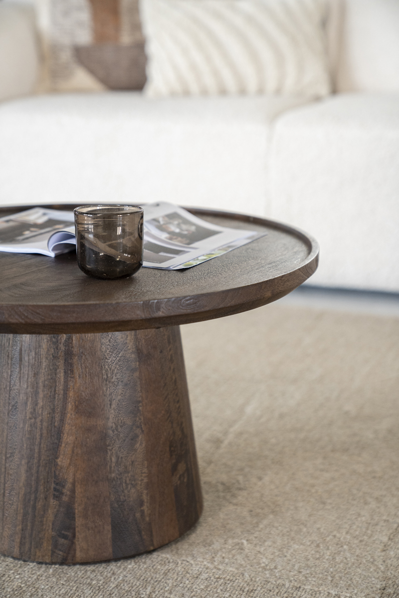 Couchtisch Ron rund Ø 66 cm Mango Holz braun
