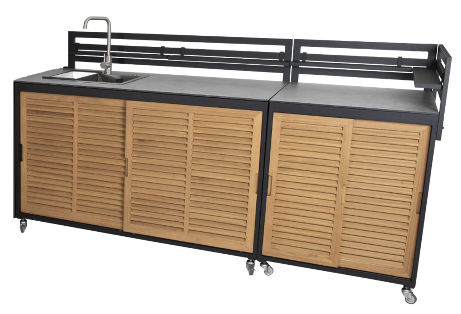 Fornax Außenküche Module Spülelement incl. Endstück Alu Teakholz