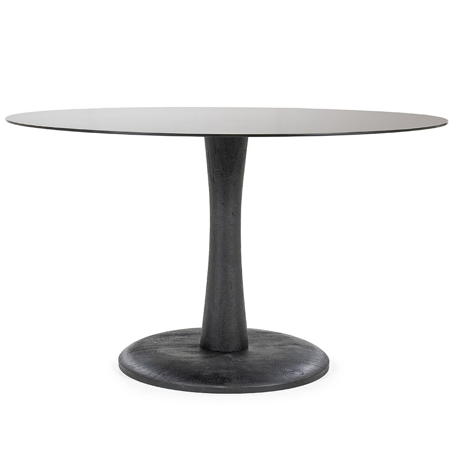 Esstisch BOOGIE rund Ø 130 cm mit Glasplatte schwarz