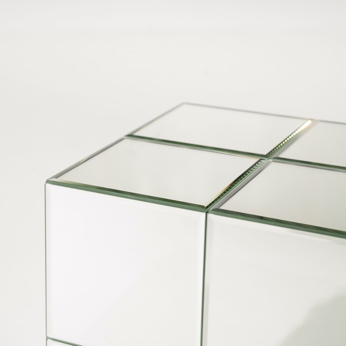 Beistelltisch FlectronI 30 x 30 cm Spiegelglas Massivholz Anstelltisch
