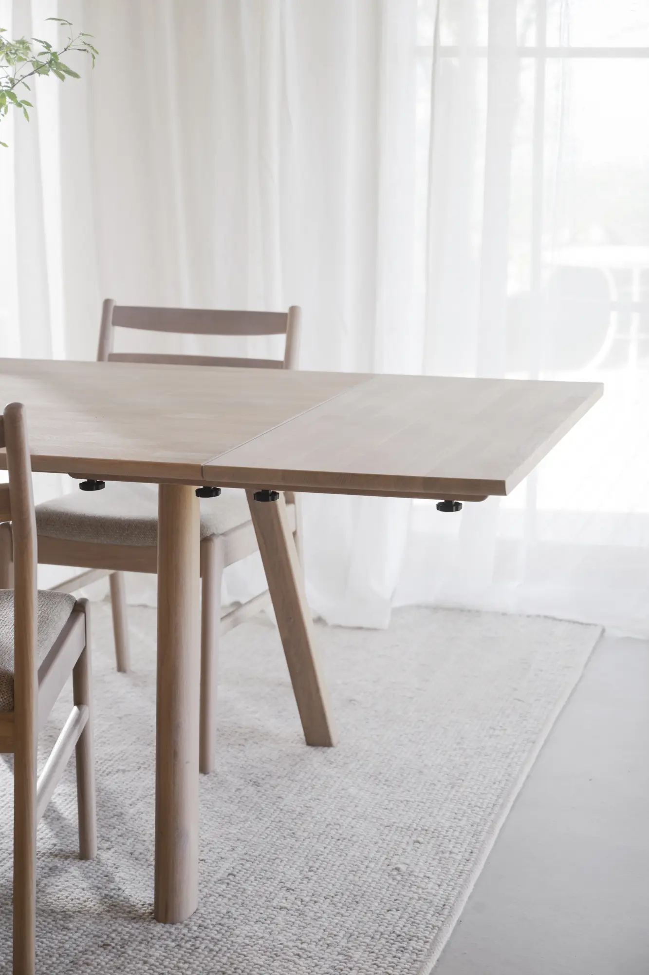 2er Set Ansteckplatten für Esstisch LAPPERON 220 x 95 Eiche auf 265 - 310 cm white wash