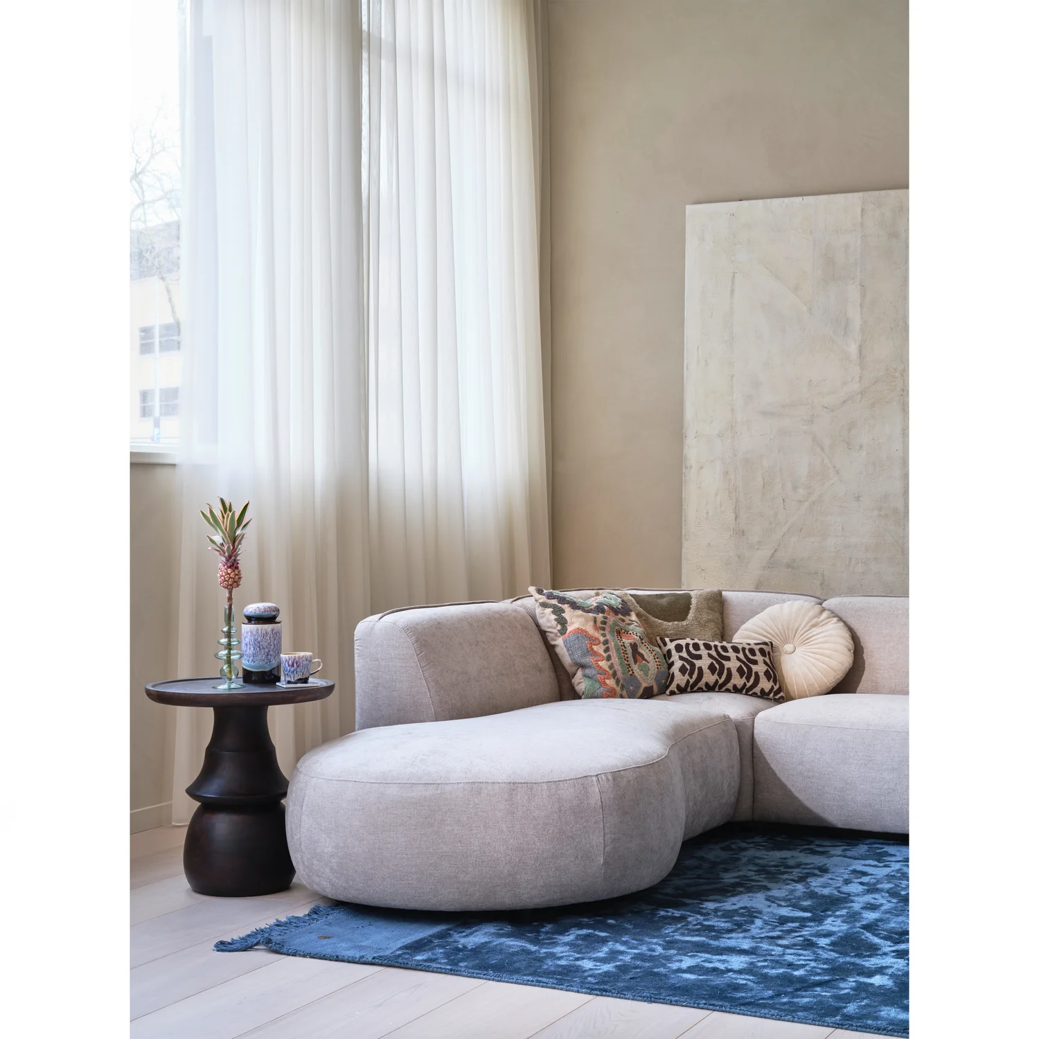 Beistelltisch BROAD Ø 50 cm Mangoholz dunkelbraun Couchtisch Anstelltisch