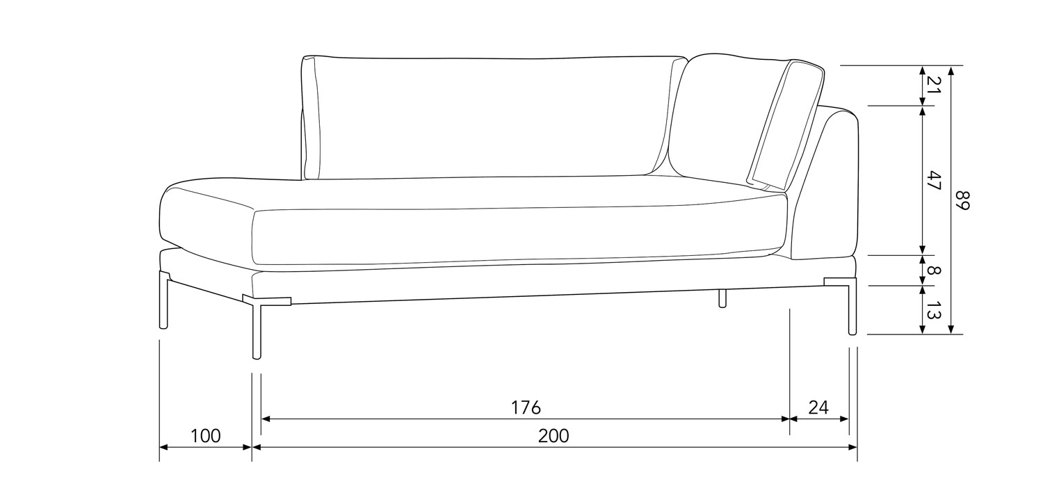 vtwonen Lounge Element Couple links Webstoff denim Melange Couch Sofa