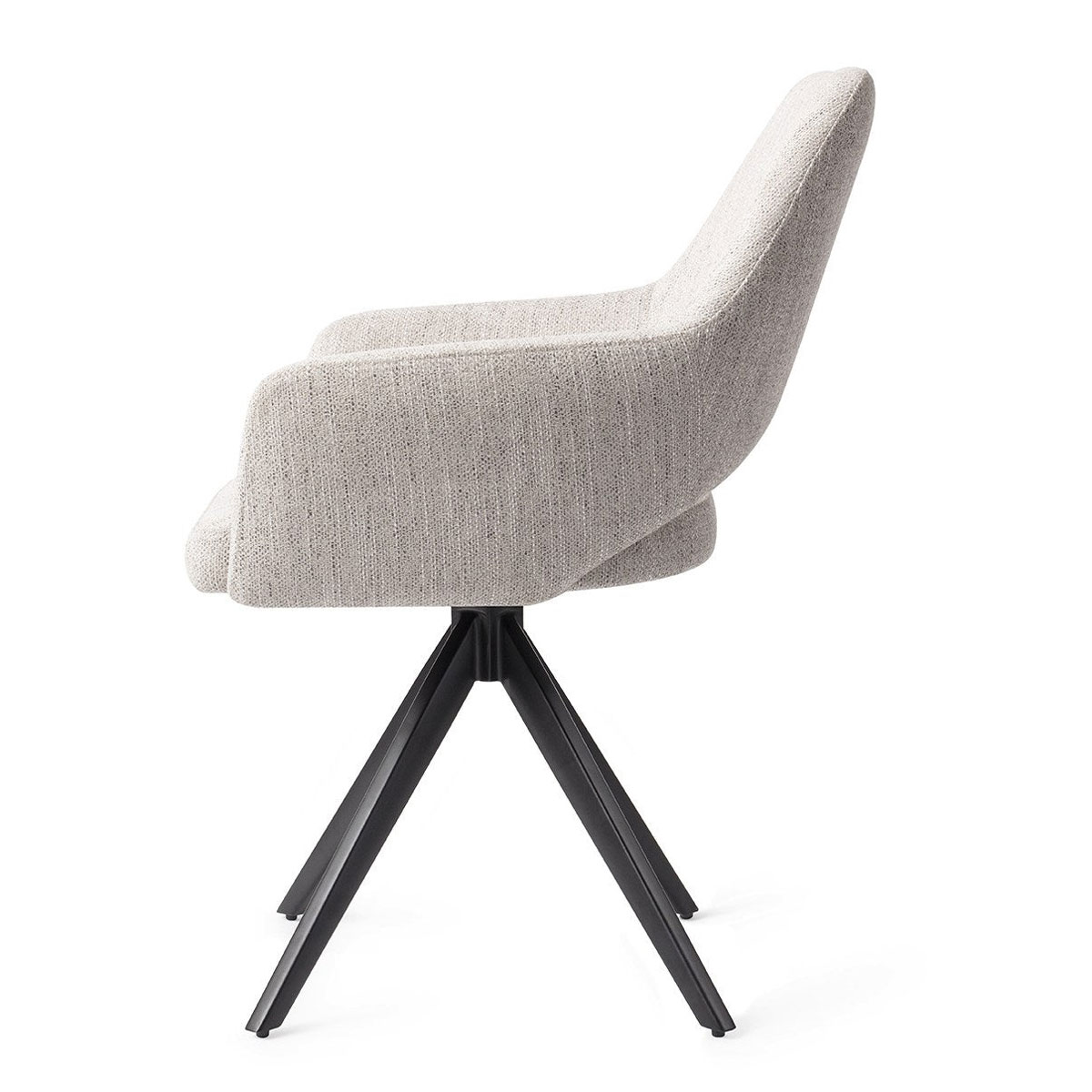 Esszimmerstuhl YANAI drehbar – Hellgrau mit schwarzem Gestell