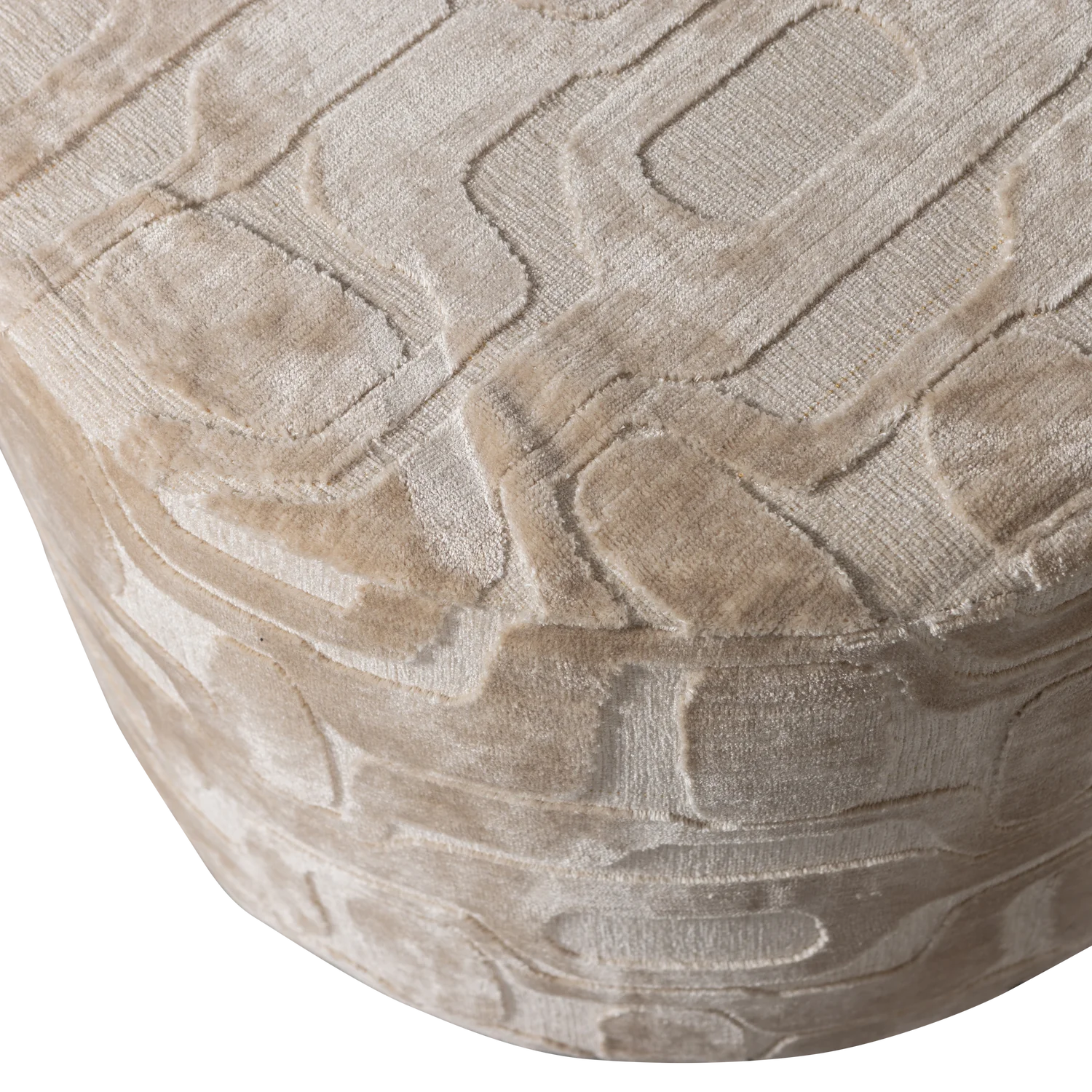 Pouf YAGO Ø 60 cm Hocker Sitzhocker Viskosemuster natur