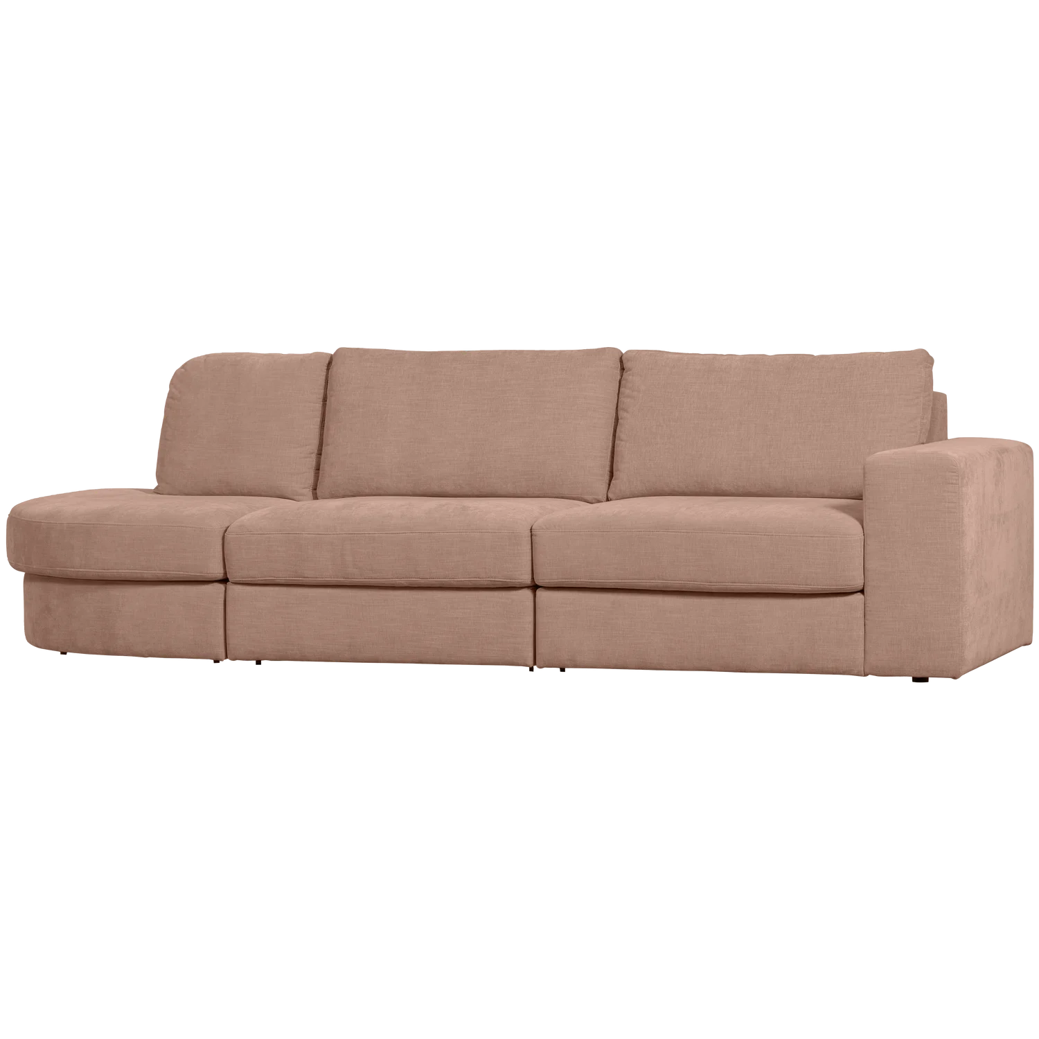 2,5 Sitzer Sofa FAMILY Webstoff rosa mit Rundung links