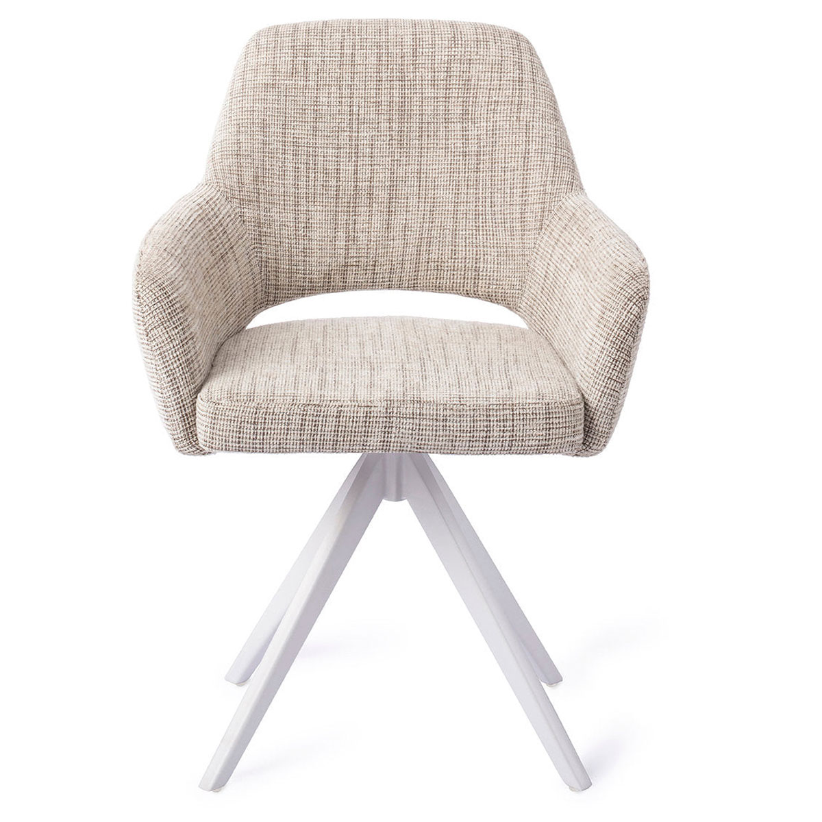 Esszimmerstuhl YANAI drehbar – Caramel mit weißem Gestell