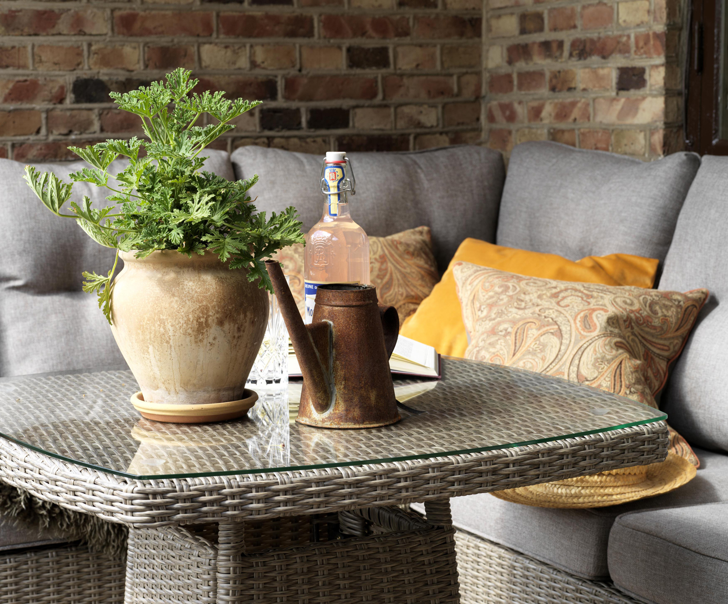 Gartenlounge Gruppe Ashfield Polyrattan beige Sitzecke