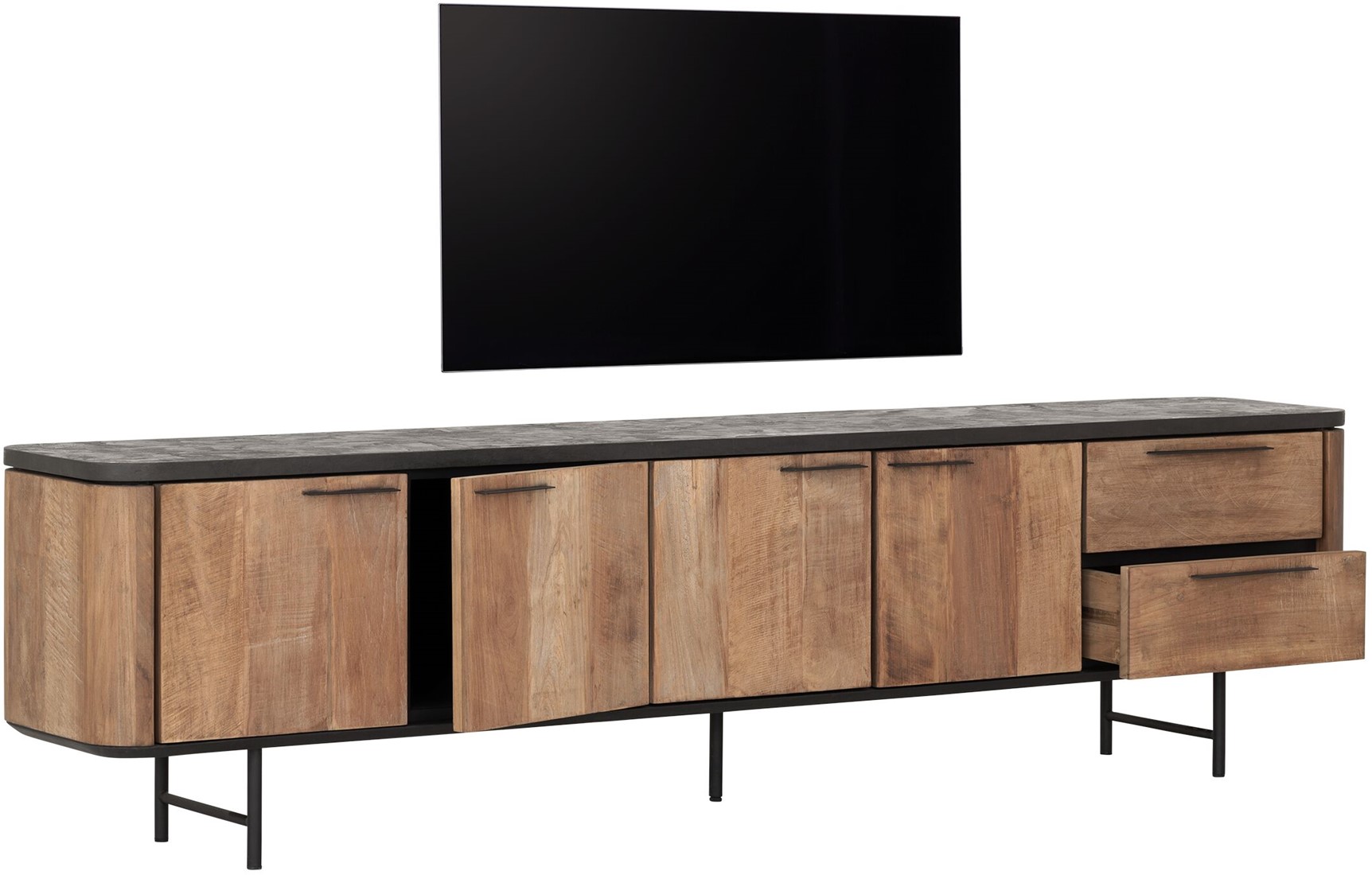 TV Möbel Soho 230 cm recyceltes Teakholz Mortex Lowboard