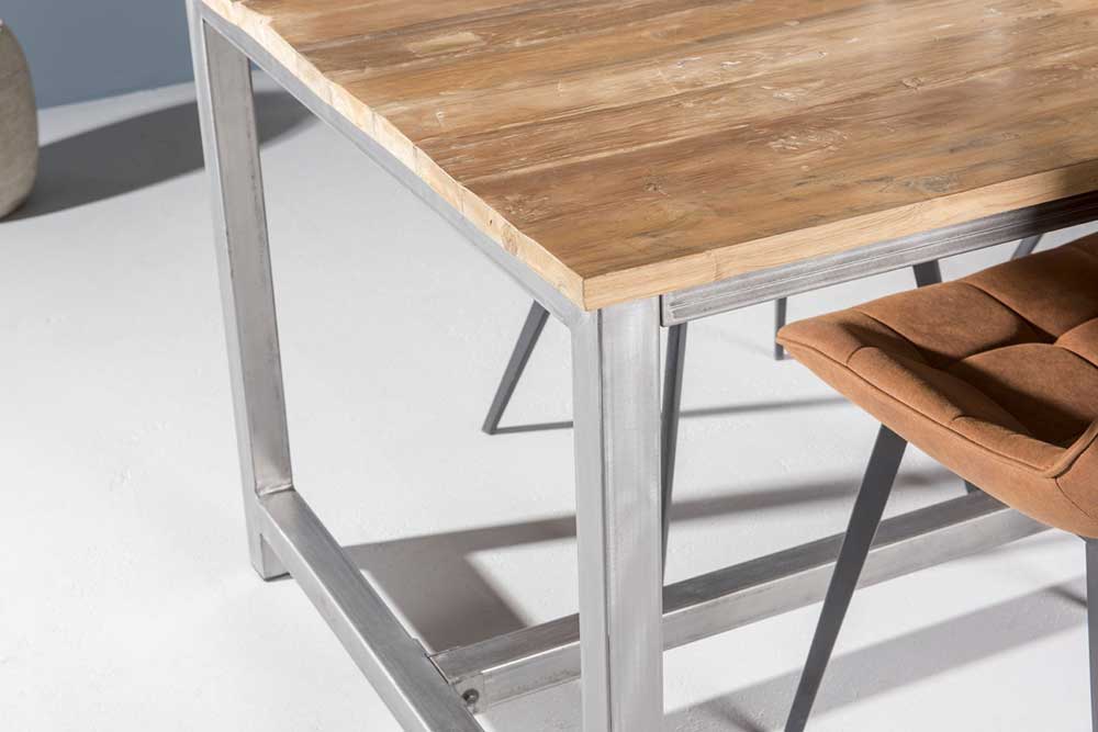 Industrie Esstisch BOSTON Teakholz Metall