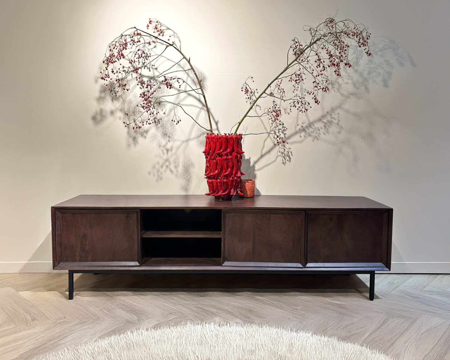 TV Möbel Lowboard Ravenstein 180 cm Mangoholz braun  