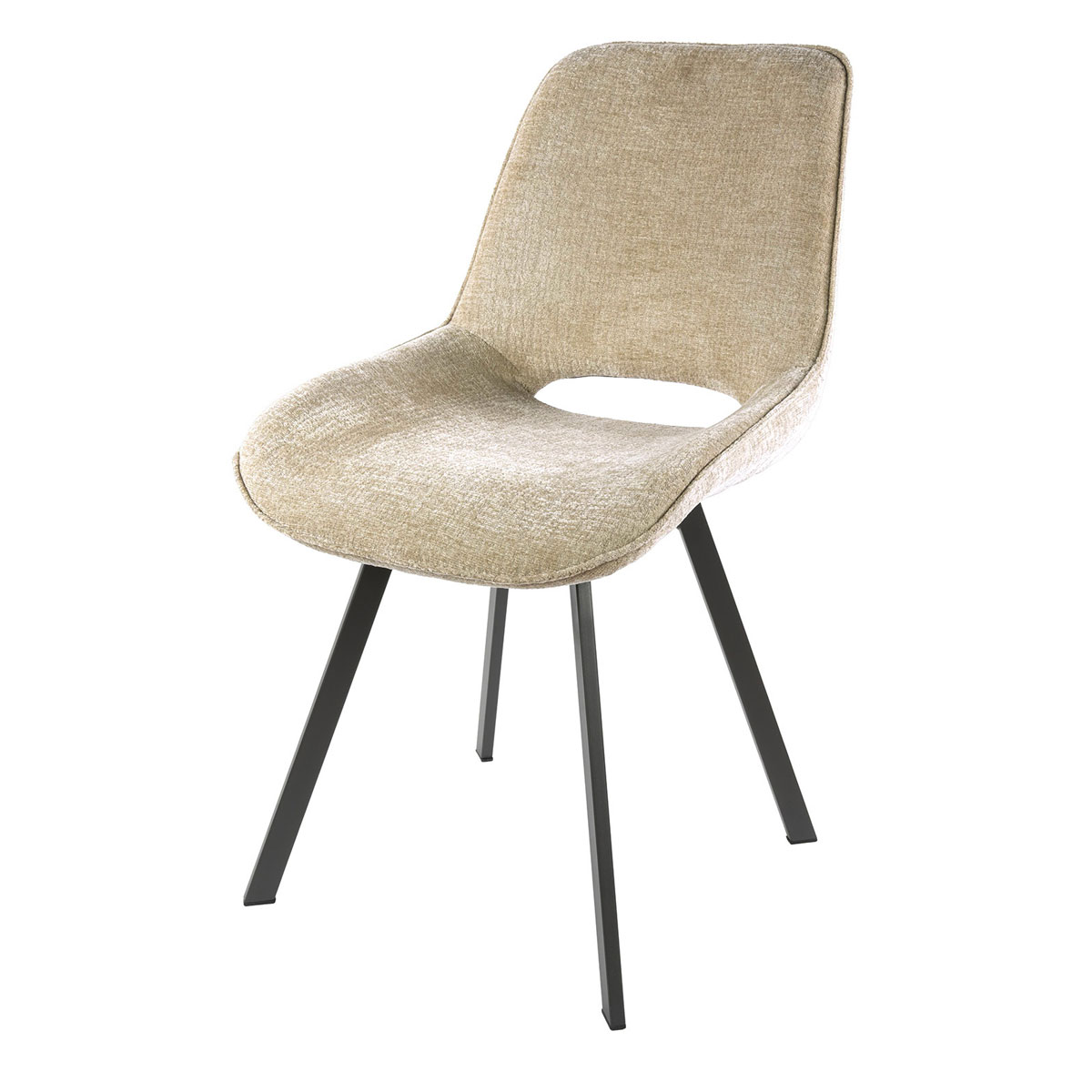 4er Set Esstischstuhl ELODIE drehbar Stoff Jaroq sandfarben