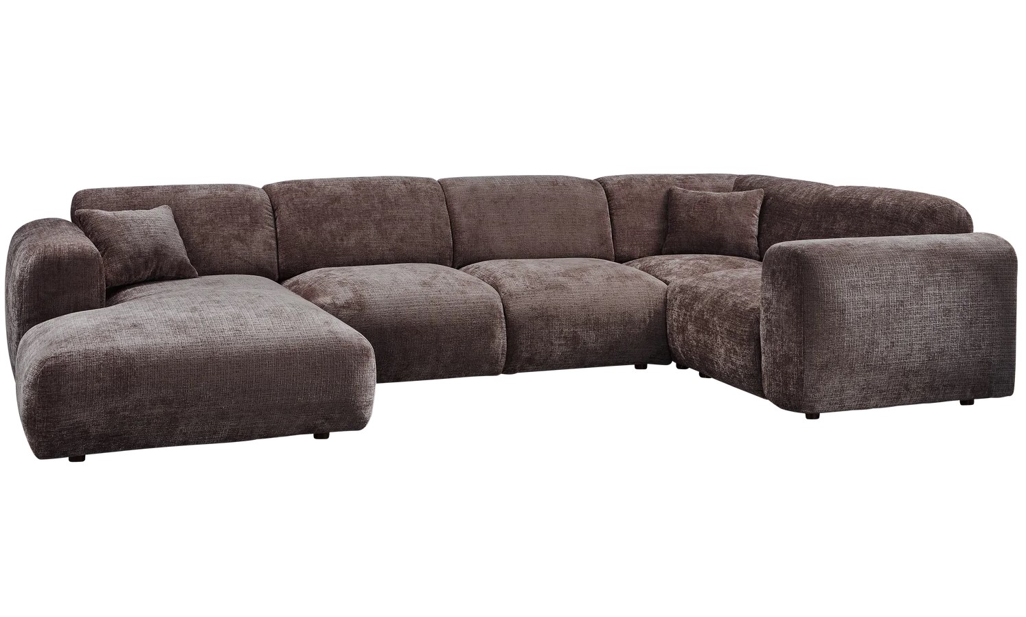 Wohnlandschaft Ecksofa rechts weicher Chenille Stoff braun