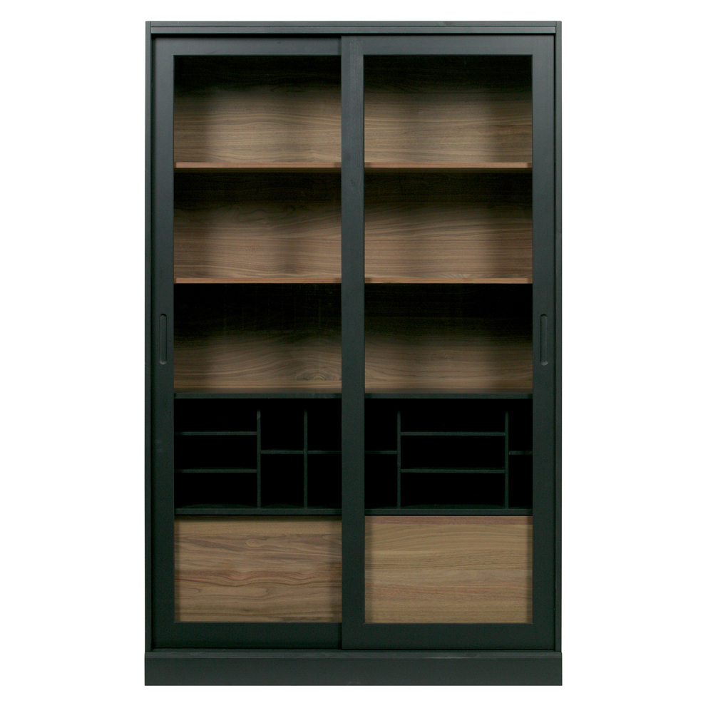 woood Vitrine Schrank James 200 cm schwarz