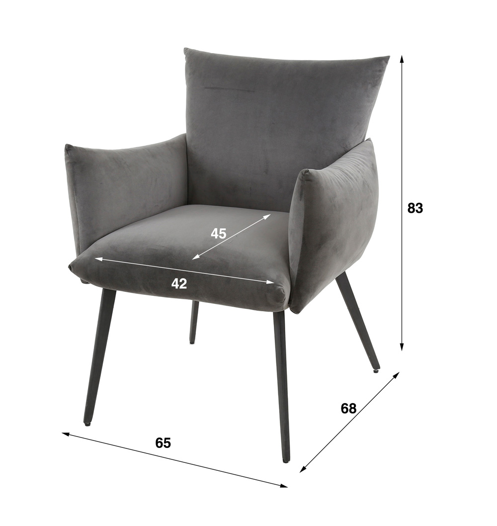 Stuhl Esszimmerstuhl mit Armlehne MALU Samt anthrazit