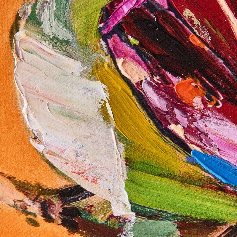 Bild 30 x 30 cm Zwitscherklang Vogel Bird Acryl Leinwand orange