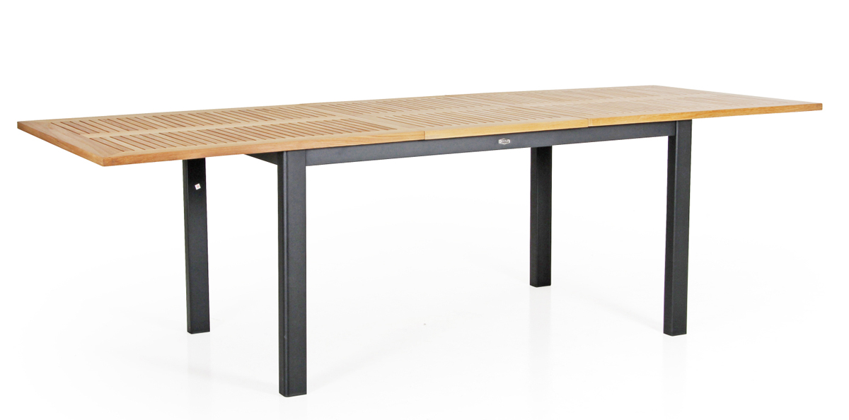 Teak Gartentisch ausziehbar LYON 195 / 250 cm schwarz