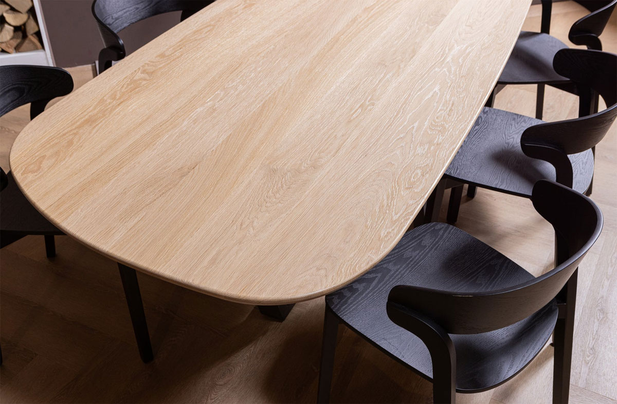woood Esstisch DÄNISCH 220 x 100 cm oval Eiche massiv natur