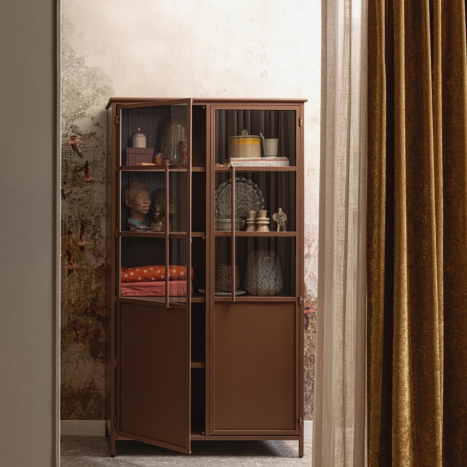 Industrie Vitrine Exhibit H 170 cm Metall tan